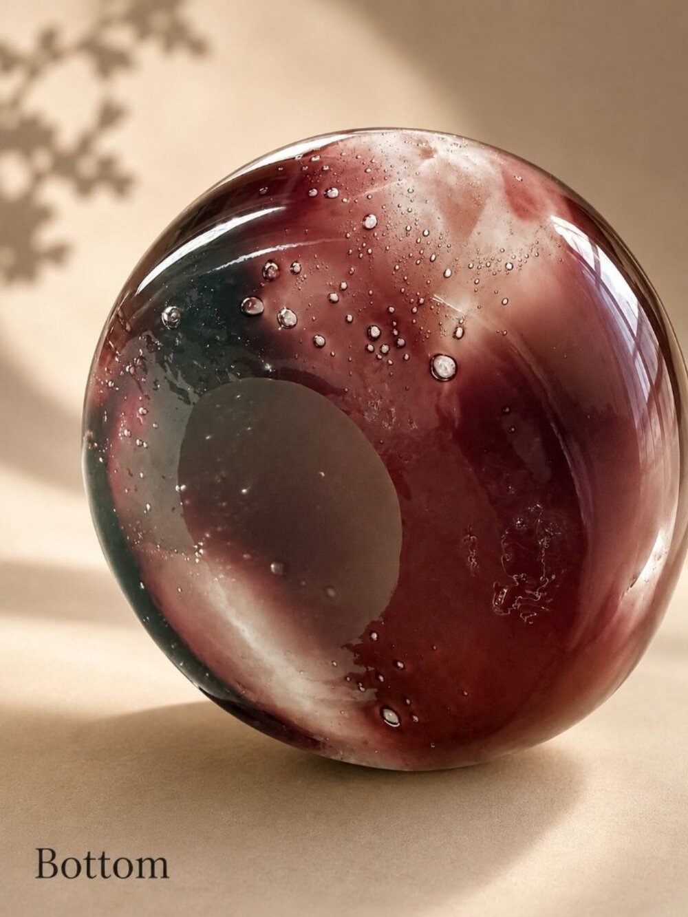 Art Glass Vase White Dark Purple Bubble Glass 12 Inch - Picture 4 of 4